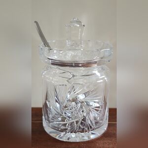 Vintage Cut Lead Crystal Jam Jar or Condiment Pot